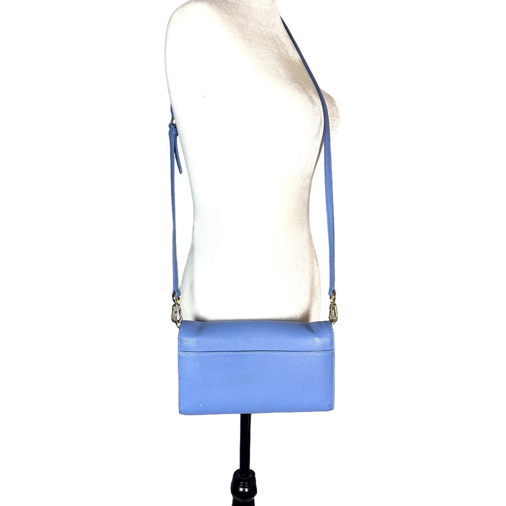 Tory Burch Sky Blue Leather Robinson Envelope Crossbody Bag - Picture 3 of 14